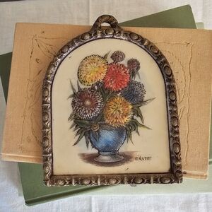 Vintage Artini Floral Bouquet Plaque